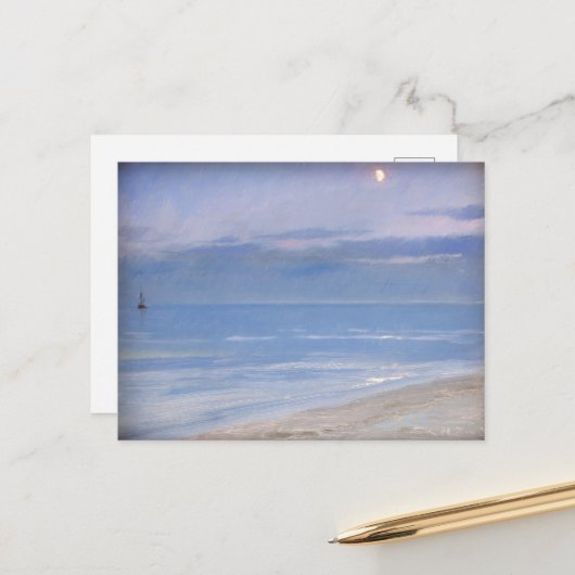 Moonlight at Skagenビーチby P.S. Kroyer, Art ポストカード (正面/裏面インサイチュ)