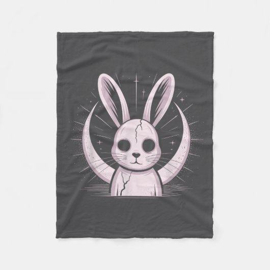 Moonlight Bunny Nge Alt Rabbit Horror Witch Moon C フリースブランケット (正面)