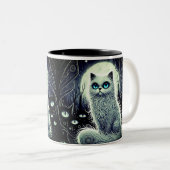 Moonlight cat - Magical White Cat Mug ツートーンマグカップ (正面右)