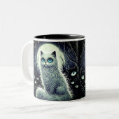 Moonlight cat - Magical White Cat Mug ツートーンマグカップ (正面左)