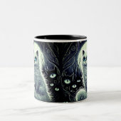 Moonlight cat - Magical White Cat Mug ツートーンマグカップ (中央)