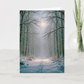 Moonlight Christmas Footprints In a Snowy Forest カード (正面)