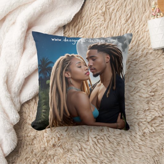 Moonlight Couple  – Romantic Digital Art  クッション (ブランケット)