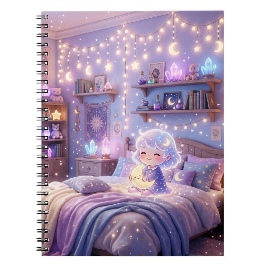 Moonlight Dreams Kawaii Spiral Notebook ノートブック (正面)