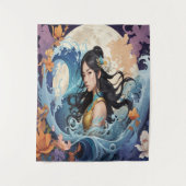 Moonlight Goddess – Ethereal Ocean Fantasy Art Pri タペストリー (正面)