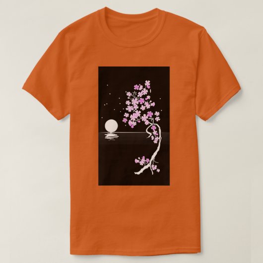 Moonlight Japanese Sakura Cherry Blossom T-Shirt Tシャツ (デザイン正面)