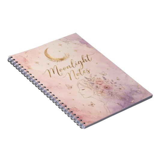moonlight notes aesthetic celestial magic journal ノートブック (右側)