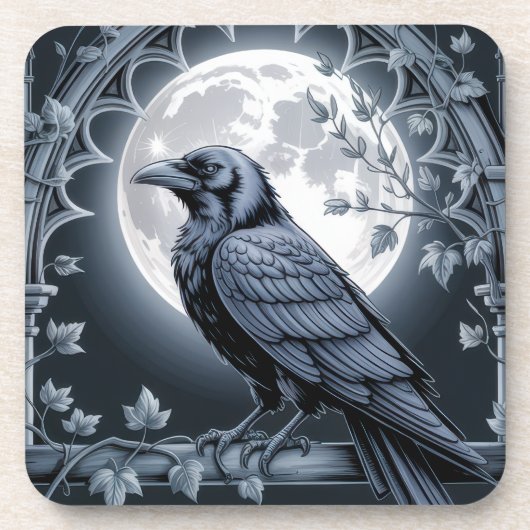Moonlight Raven Goth Drink Coaster コースター (正面)