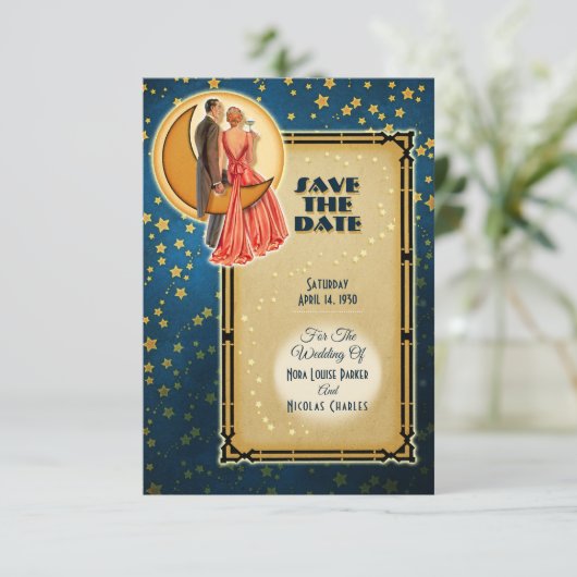 Moonlight Romance Wedding Save The Date - Redhead 招待状 (スタンド正面)