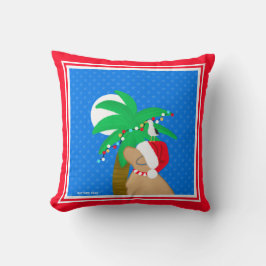 Moonlight Santa Yellow Dog Trimming Palm Tree クッション