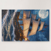 Moonlight Ship Puzzle – Ocean Night Jigsaw ジグソーパズル (横)