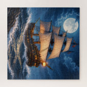 Moonlight Ship Puzzle – Ocean Night Jigsaw ジグソーパズル (横)