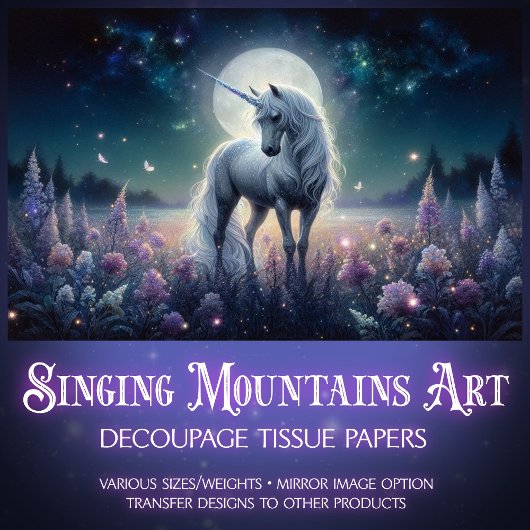 Moonlight Unicorn Dreams Decoupage  薄葉紙
