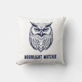 Moonlight Watcher – Mystical Owl Throw Pillow クッション (正面)