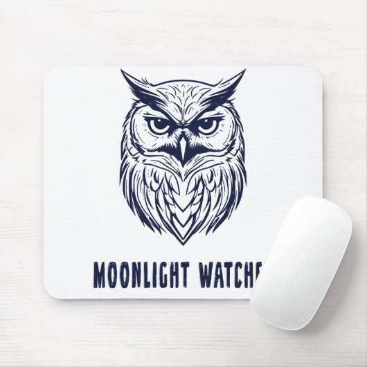 Moonlight Watcher - Owl Design - Mousepad マウスパッド (マウス)