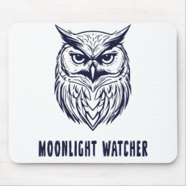 Moonlight Watcher - Owl Design - Mousepad マウスパッド