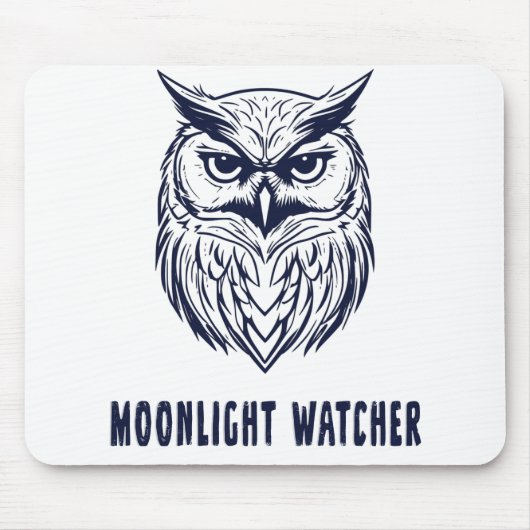 Moonlight Watcher - Owl Design - Mousepad マウスパッド (正面)