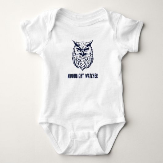 Moonlight Watcher – Owl Design Toddler Bodysuit ベビーボディスーツ (正面)