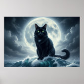 Moonlight Wave & Black Cat Poster ポスター (正面)
