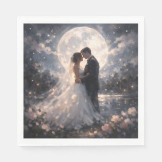 Moonlight Wedding Couple Romantic Paper Napkins  スタンダードランチョンナプキン