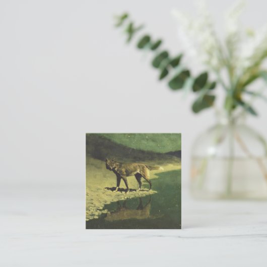 Moonlight Wolf By Frederic Remington 1909 スクエア名刺 (スタンド正面)