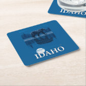 MoonlightIdahoVintage旅行ポスターのくま スクエアペーパーコースター (アングル)