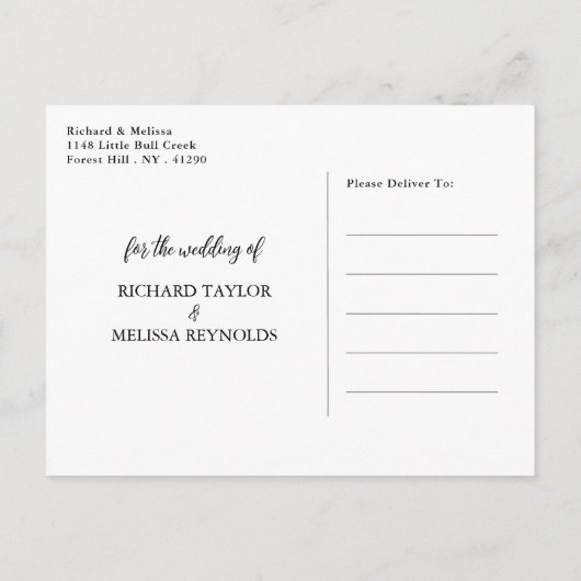 Moonlitエレガントビーチ結婚式日付の保存 案内ポストカード (裏面)