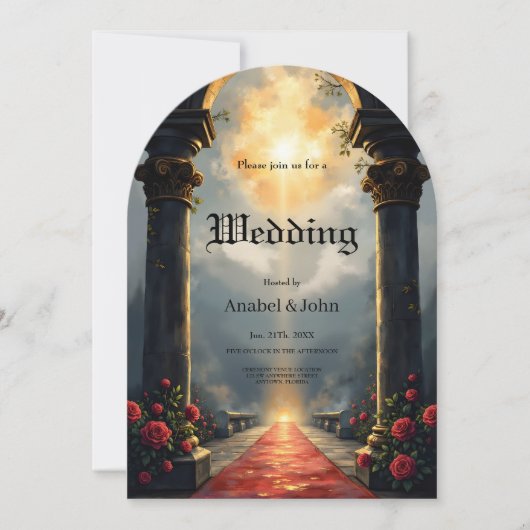 Moonlit Aisle of Eternal Vows –Gothic Wedding Gate 招待状 (正面)