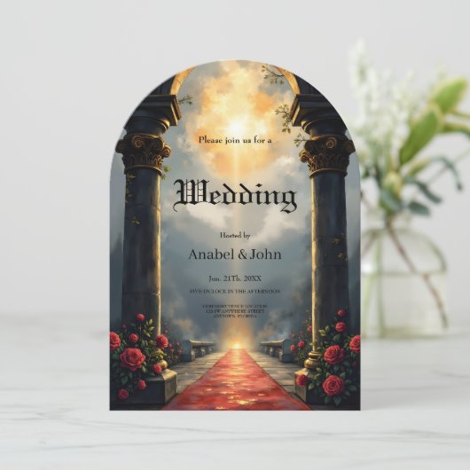 Moonlit Aisle of Eternal Vows –Gothic Wedding Gate 招待状 (スタンド正面)