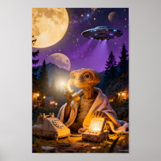 Moonlit Alien Calling from the Hills Poster ポスター