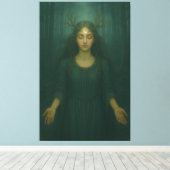 Moonlit Antler Priestess II – Forest Mystic Goddes キャンバスプリント (インサイチュ (ウッドフロア))