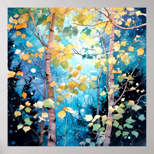Moonlit Autumn Forest Art ポスター (正面)