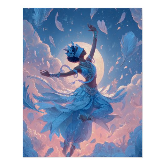 Moonlit Ballerina Sky Dance Fantasy Art ポスター (正面)