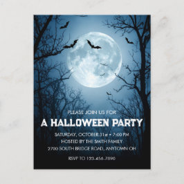 Moonlit Bats Halloween Party Invitation Postcard ポストカード