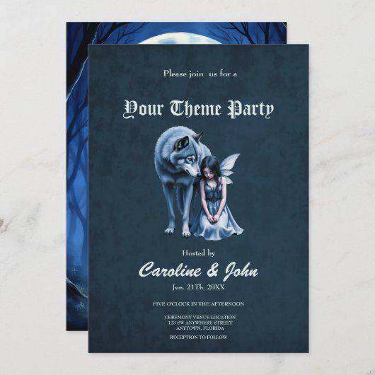 Moonlit Bond – The Wolf and the Gothic Fairy. 招待状 (正面/裏面)