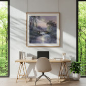 Moonlit Bridge Wall Art Peaceful Landscape ポスター