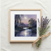 Moonlit Bridge Wall Art Peaceful Landscape ポスター