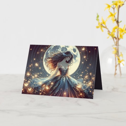 Moonlit Butterfly Enchantress Fantasy カード (黄色い花)