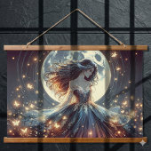 Moonlit Butterfly Enchantress Fantasy 吊り下げ型タペストリー