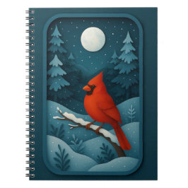 Moonlit Cardinal in Winter Forest ノートブック