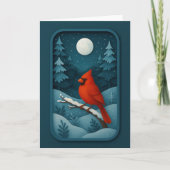 Moonlit Cardinal in Winter Forest Card カード (正面)