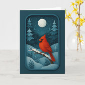 Moonlit Cardinal in Winter Forest Card カード (黄色い花)