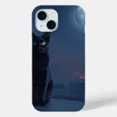 Moonlit Cat on Rooftop Phone Case Case-Mate iPhoneケース (裏面)