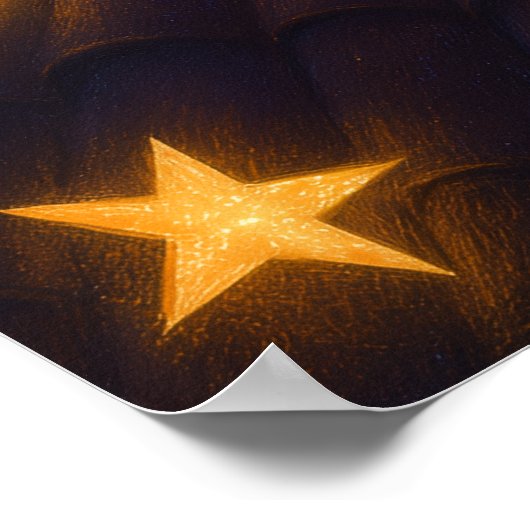 Moonlit Cat on Starry Rooftop ポスター (角)