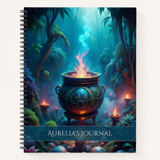 Moonlit Cauldron Grimoire – Lunar Witch Spell  ノートブック (正面)
