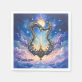 Moonlit Celestial Harp – Dreamy Cosmic Fantasy Art スタンダードカクテルナプキン (正面)