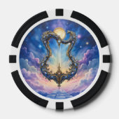 Moonlit Celestial Harp – Dreamy Cosmic Fantasy Art ポーカーチップ (正面)