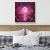 Moonlit Cherry Blossom Serenity キャンバスプリント (インサイチュ (寝室))