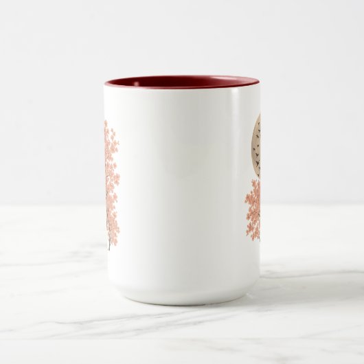 Moonlit Cherry Blossom Trees Nature Art Combo Mug マグカップ (中央)
