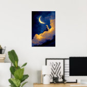 Moonlit Clouds Poster 16x24 Dreamy Wall Art ポスター (ホームオフィス)